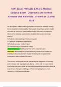 NUR 1211 &vert; NUR1211 EXAM 2 Medical Surgical Exam &vert; Questions and Verified Answers with Rationale &vert; Graded A&plus; &vert; Latest 2024