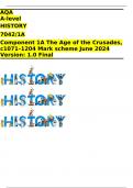 AQA  A-level HISTORY 7042&sol;1A Component 1A The Age of the Crusades&comma; c1071&ndash;1204 Mark scheme June 2024 Version&colon; 1&period;0 Final