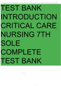 TEST BANK FOR INTRODUCTION TO CRITICAL CARE NURSING 7TH EDITION BY SOLE"Chapter 12&colon; Shock&comma; Sepsis&comma; and Multiple Organ Dysfunction Syndrome
