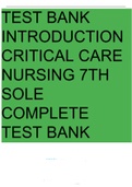 Test Bank: Introduction to Critical Care Nursing, 8th Edition, Mary Lou Sole, Deborah Klein, Marthe Moseley
