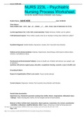 Summary NURS 223L - Psychiatric Nursing Process Worksheet.