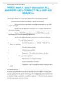 NR505&comma; week 1&comma; post 1 discussion ALL ANSWERS 100&percnt; CORRECT FALL-2021 AID GRADE A&plus;