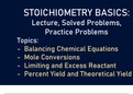 Stoichiometry Basics Lecture, Solved Problems, and Practice Problems