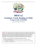 HESI A2 Version 2 - Grammar&comma; Vocab&comma; Reading&comma; Math Study Guide