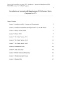 Introduction to International Organisations (IIOs) Lecture Notes (Lectures 1 to 12) - GRADE 8,0