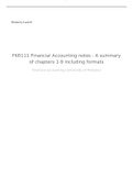 FKR111 Financial Accounting notes - A summary of chapters 1-9 including formats