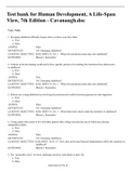 Test bank for Human Development&comma; A Life-Span View&comma; 7th Edition - Cavanaugh&period;doc