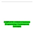 COMPLETE! COS2614 Summary (Programming: Contemporary Concepts)