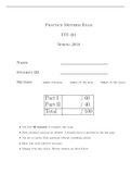 FIN 421 Practice Midterm Exam Questions and Answers: Arizona State University