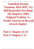 Test Bank For Canadian Income Taxation &lpar;2024-2025&rpar; 27th Edition By Bill Buckwold &lpar;All Chapters&comma; 100&percnt; Original Verified&comma; A&plus; Grade&rpar; 
