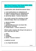 Med-Tech Practice Test Exam With 100&percnt; Correct And Verified Answers 