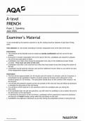 AQA A LEVEL FRENCH PAPER 3 Examiner's Material 2024 &lpar;7652&sol;3T&sol;3V &colon; Speaking&rpar;