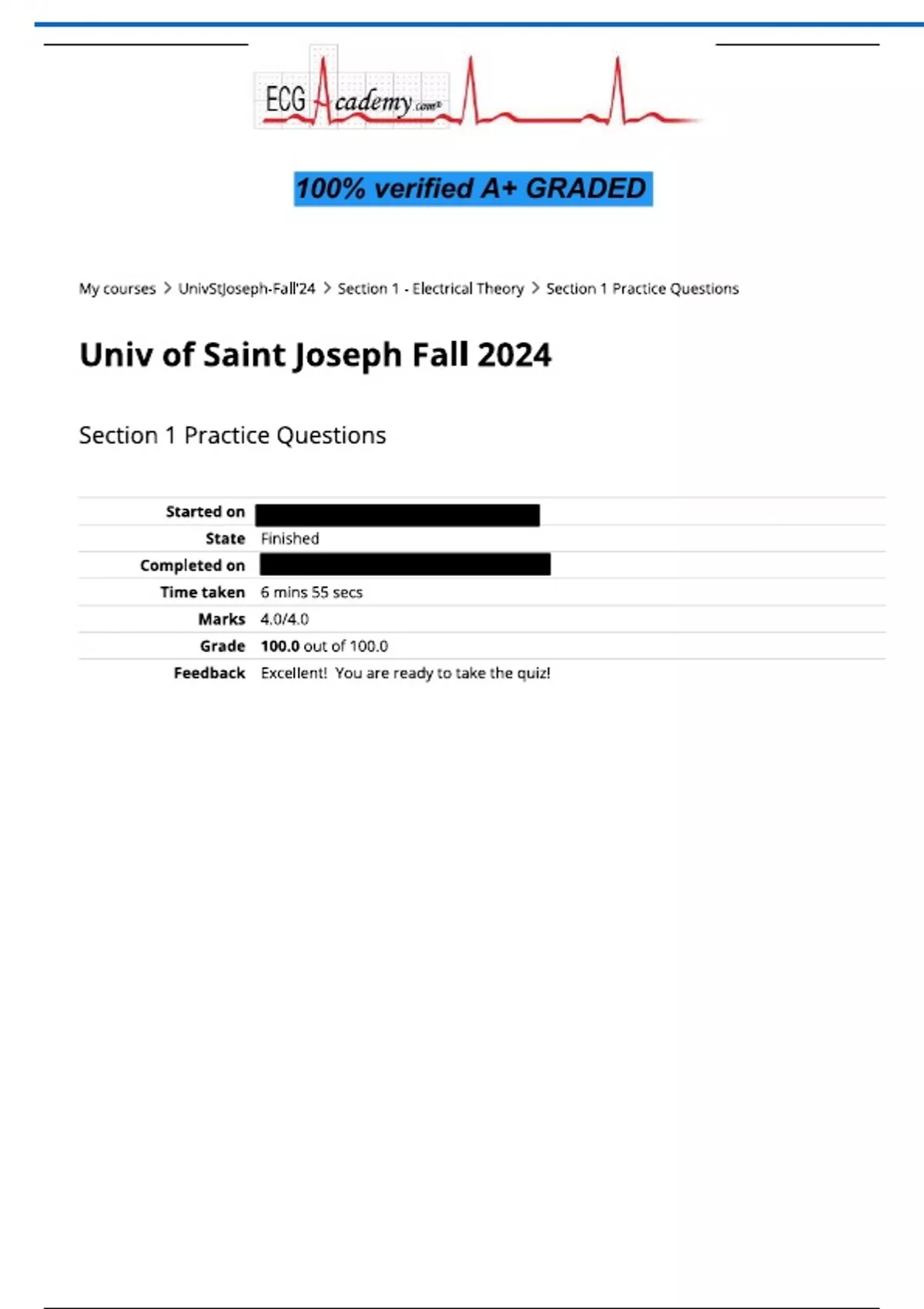Section 1 electrical theory/Section 1 Practice Questions fall 2024 ...