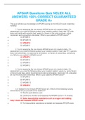 APGAR Questions Quiz NCLEX ALL ANSWERS 100% CORRECT GUARANTEED GRADE A+