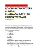 ROACH'S INTRODUCTORY CLINICAL PHARMACOLOGY 11TH EDITION TESTBANK