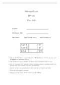 FIN 421 Midterm Exam Fall 2020 Questions with Answers: Arizona State University