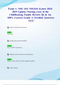 Exam 1&colon; NSG 434&sol; NSG434 &lpar;Latest 2024&sol; 2025 Update&rpar; Nursing Care of the Childbearing Family Review&vert; Qs & As&vert; 100&percnt; Correct&vert; Grade A &lpar;Verified Answers&rpar;- GCU