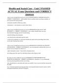 Health and Social Care - Unit 2 PASSED ACTUAL Exam Questions and CORRECT  Answers