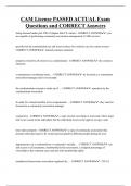 CAM License PASSED ACTUAL Exam  Questions and CORRECT Answers