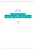 ONS CHEMOTHERAPY  IMMUNOTHERAPY CERTIFICATE EXAM  2024 WITH 100&percnt; ACCURATE ANSWERS 