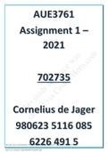 AUE3761 Assignment 1 2021