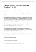 TEXAS English&comma; Language Arts&comma; and Reading 7-12 231 2024&sol;2025 exam with 100&percnt; correct answers