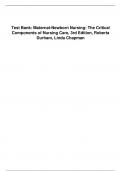 Test Bank&colon; Maternal-Newborn Nursing&colon; The Critical Components of Nursing Care&comma; 3rd Edition&comma; Roberta Durham&comma; Linda Chapman