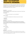 Exam &lpar;elaborations&rpar; NURS 1102 PASSPOINT PSYCHOTIC DISORDERS 