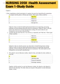 Exam &lpar;elaborations&rpar; NURSING 2058 -Health Assessment Exam 1-Study Guide 