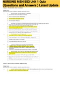 Exam &lpar;elaborations&rpar; NURSING MSN 553 Unit 1 Quiz &lpar;Questions and Answers &rpar; Latest Update 