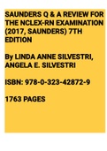 Exam &lpar;elaborations&rpar; SAUNDERS Q & A REVIEW FOR THE NCLEX-RN EXAMINATION &lpar;2017&comma; SAUNDERS&rpar; 7TH EDITION LINDA ANNE SILVESTRI&comma; ANGELA E&period; SILVESTRI 