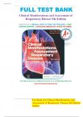 Test Bank for Clinical Manifestations and Assessment of Respiratory Disease 9th Edition by Des Jardins&comma; All Chapters Covered&comma; A&plus; guide&period;