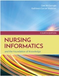 NURSING INFORMATICS AND THE FOUNDATION OF KNOWLEDGE 4TH EDITION MCGONIGLE TEST BANK