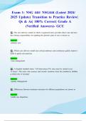 Exam 1&colon; NSG 444&sol; NSG444 &lpar;Latest 2024&sol; 2025 Update&rpar; Transition to Practice Review&vert; Qs & As&vert; 100&percnt; Correct&vert; Grade A &lpar;Verified Answers&rpar;- GCU
