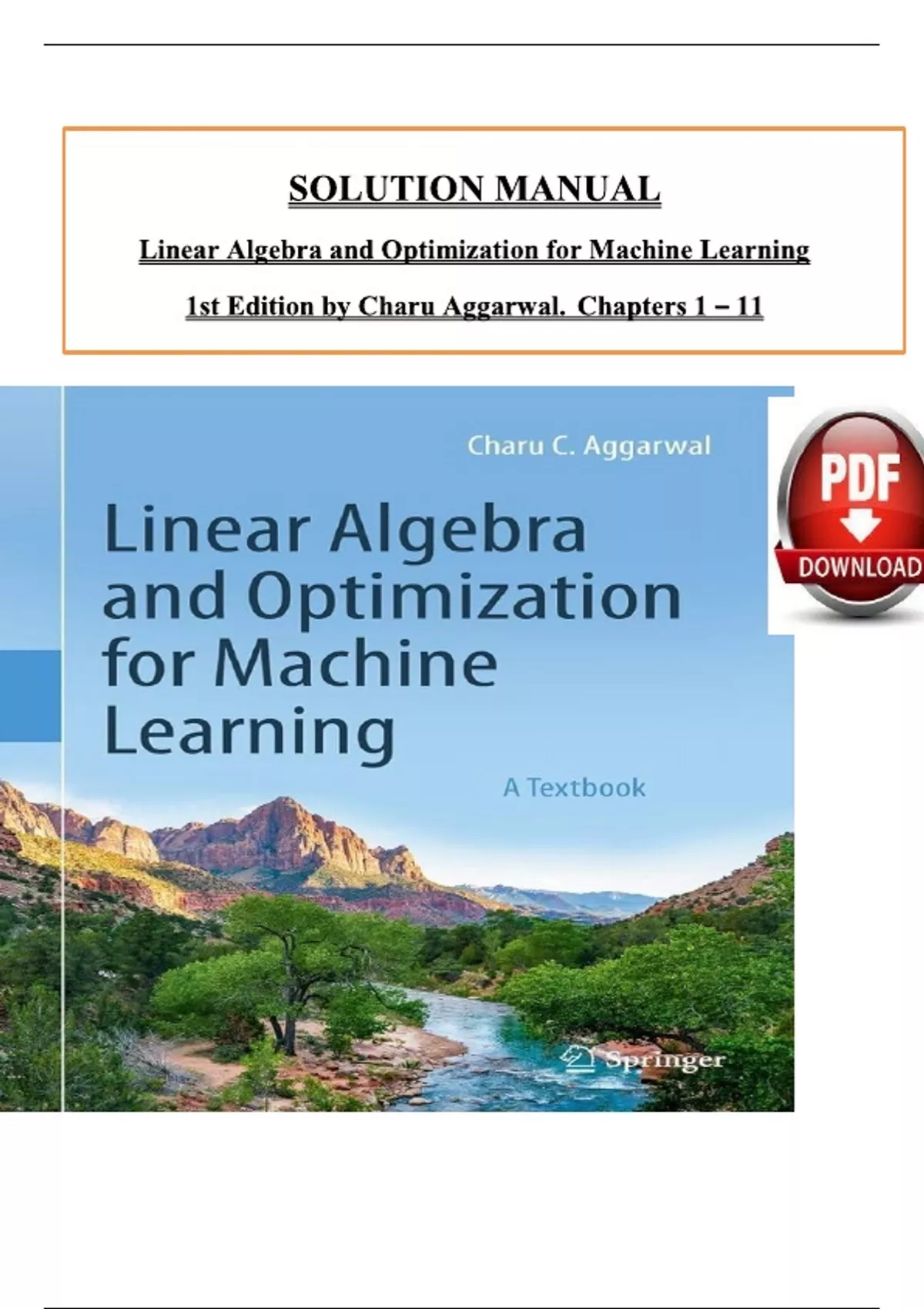 Solution Manual for Linear Algebra and Optimization for Machine ...
