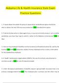 Alabama Life & Health Insurance State Exam Practice Questions Questions and Verified Answers &lpar;2024 &sol; 2025&rpar;&comma; 100&percnt; Guarantee Pass