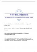 AHN 548 EXAM 2024&sol;2025 WITH GUARANTEED ACCURATE ANSWERS &vert;VERIFIED