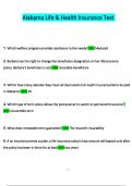 Alabama Life & Health Insurance Test Questions and Verified Answers &lpar;2024 &sol; 2025&rpar;&comma; 100&percnt; Guarantee Pass
