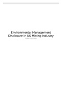 Environmental Management Disclosure in UK Mining Industry