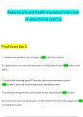 Alabama Life and Health Insurance Final Exam &lpar;4 Sets of Final Exam&rsquo;s&rpar; Questions and Verified Answers &lpar;2024 &sol; 2025&rpar;&comma; 100&percnt; Guarantee Pass