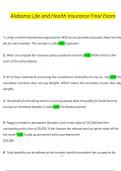 Alabama Life and Health Insurance Final Exam Questions and Verified Answers &lpar;2024 &sol; 2025&rpar;&comma; 100&percnt; Guarantee Pass
