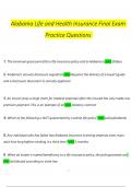 Alabama Life and Health Insurance Final Exam Practice Questions Questions and Verified Answers &lpar;2024 &sol; 2025&rpar;&comma; 100&percnt; Guarantee Pass