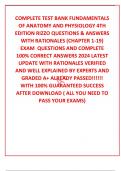COMPLETE TEST BANK FUNDAMENTALS OF ANATOMY AND PHYSIOLOGY 4TH EDITION RIZZO QUESTIONS & ANSWERS WITH RATIONALES &lpar;CHAPTER 1-19&rpar; EXAM  QUESTIONS AND COMPLETE 100&percnt; CORRECT ANSWERS 2024 LATEST UPDATE WITH RATIONALES VERIFIED AND WELL EXPLAINED BY EXPERTS AND 