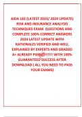  AIDA 182 &lpar;LATEST 2023&sol; 2024 UPDATE&rpar; RISK AND INSURANCE ANALYSIS TECHNIQUES EXAM  QUESTIONS AND COMPLETE 100&percnt; CORRECT ANSWERS 2024 LATEST UPDATE WITH RATIONALES VERIFIED AND WELL EXPLAINED BY EXPERTS AND GRADED A&plus; ALREADY PASSED&excl;&excl;&excl;&excl;&excl;&excl; WITH 100&percnt; GUARANTEED