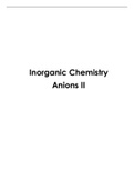 Inorganic Chemistry Anion II