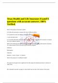 Texas Health and Life Insurance ExamFX questions with accurate answers&period; 100- Verified&period;&period;