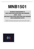MNB1501 - PAST EXAM PACK SOLUTIONS & BRIEF NOTES