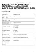 NEW JERSEY OFFICIAL BOATING SAFETY COURSE 2023&sol;2024 ACTUAL EXAM 80 QUESTIONS AND CORRECT DETAILED ANSWERS