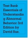 Test Bank For Essentials of Understanding Abnormal Behavior 3rd Edition by David Sue