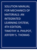 SOLUTION MANUAL FOR MECHANICS OF MATERIALS, AN INTEGRATED LEARNING SYSTEM, 4TH EDITION, TIMOTHY A. PHILPOT